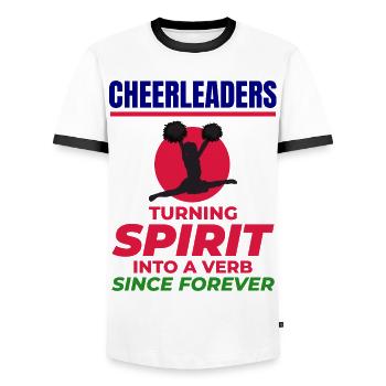 Pom-pom girl Cheerleading Girl Cheering Cheer Squad - T-shirt contrasté Homme - blanc/noir - Devant - AI Model Female 172 light (172cm) & AI Model Male 178 dark (178cm)