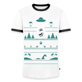Ufos Yeti Loch Ness Hässliche Weihnachten - Männer Kontrast-T-Shirt - Weiß/Schwarz - Vorne - AI Model Female 172 light (172cm) & AI Model Male 178 dark (178cm)