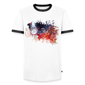 White Rabbit - Männer Kontrast-T-Shirt - Weiß/Schwarz - Vorne - AI Model Female 172 light (172cm) & AI Model Male 178 dark (178cm)
