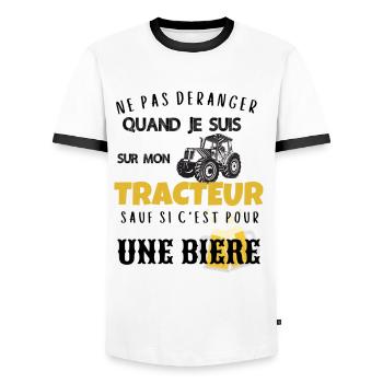 Ne pas déranger tracteur sauf pour biere cadeau - T-shirt contrasté Homme - blanc/noir - Devant - AI Model Female 172 light (172cm) & AI Model Male 178 dark (178cm)