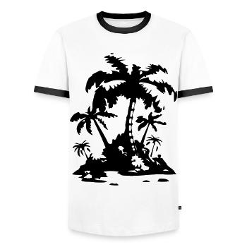 Palm Island Silhouette Symbol - Men's Ringer Shirt - white/black - Front - AI Model Female 172 light (172cm) & AI Model Male 178 dark (178cm)