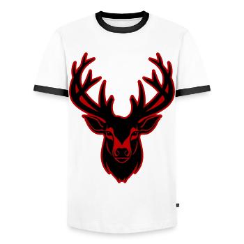 Hirsch Silhouette Kopf - Männer Kontrast-T-Shirt - Weiß/Schwarz - Vorne - AI Model Female 172 light (172cm) & AI Model Male 178 dark (178cm)