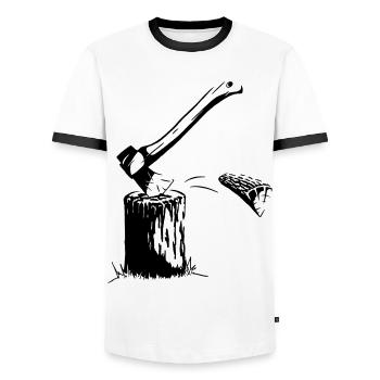 Axt & Brennholz - Männer Kontrast-T-Shirt - Weiß/Schwarz - Vorne - AI Model Female 172 light (172cm) & AI Model Male 178 dark (178cm)