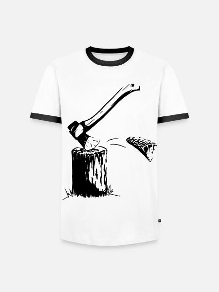 Axt & Brennholz - Männer Kontrast-T-Shirt - 