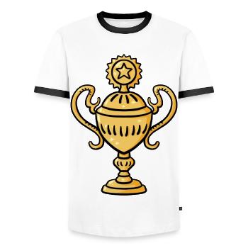 Idée cadeau du gagnant de la coupe - Trophée d’or - T-shirt contrasté Homme - blanc/noir - Devant - AI Model Female 172 light (172cm) & AI Model Male 178 dark (178cm)