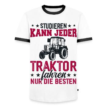 Studieren kann jeder traktor fahren nur die besten - Männer Kontrast-T-Shirt - Weiß/Schwarz - Vorne - AI Model Female 172 light (172cm) & AI Model Male 178 dark (178cm)