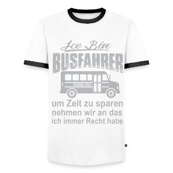 Ice is a bus driver - Men's Ringer Shirt - white/black - Front - AI Model Female 172 light (172cm) & AI Model Male 178 dark (178cm)