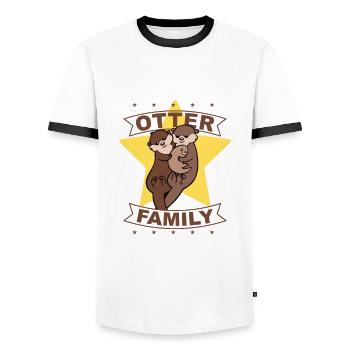 Otter Family, Stern, Geschenk, Geschenkidee - Männer Kontrast-T-Shirt - Weiß/Schwarz - Vorne - AI Model Female 172 light (172cm) & AI Model Male 178 dark (178cm)