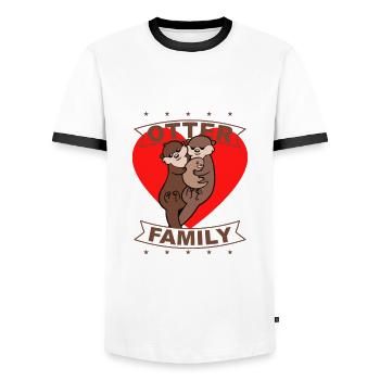 Otter Family, Liebe, Geschenk, Geschenkidee - Männer Kontrast-T-Shirt - Weiß/Schwarz - Vorne - AI Model Female 172 light (172cm) & AI Model Male 178 dark (178cm)