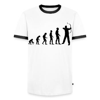 Tir à l’arc Archer Sport arc cadeau - T-shirt contrasté Homme - blanc/noir - Devant - AI Model Female 172 light (172cm) & AI Model Male 178 dark (178cm)
