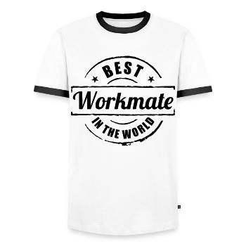 Best colleague, best colleague at work, gift - Men's Ringer Shirt - white/black - Front - AI Model Female 172 light (172cm) & AI Model Male 178 dark (178cm)