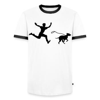 Dog Sitter Dogitter Gassi Go Funny Gift - Men's Ringer Shirt - white/black - Front - AI Model Female 172 light (172cm) & AI Model Male 178 dark (178cm)
