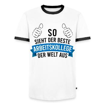 Bester Arbeitskollege Spruch Geschenk Herren - Männer Kontrast-T-Shirt - Weiß/Schwarz - Vorne - AI Model Female 172 light (172cm) & AI Model Male 178 dark (178cm)