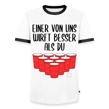 Beer Pong Bier Pong Lustiger Spruch Geschenk - Männer Kontrast-T-Shirt - Weiß/Schwarz - Vorne - AI Model Female 172 light (172cm) & AI Model Male 178 dark (178cm)