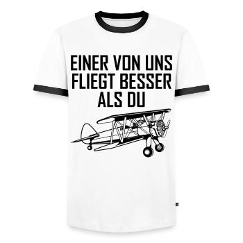 Doppeldecker Flugzeug Pilot Cooler Spruch Geschenk - Männer Kontrast-T-Shirt - Weiß/Schwarz - Vorne - AI Model Female 172 light (172cm) & AI Model Male 178 dark (178cm)