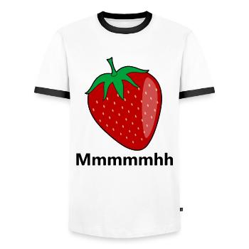 Strawberry Summer Fruit Fruit Vegan Vegetarian - Men's Ringer Shirt - white/black - Front - AI Model Female 172 light (172cm) & AI Model Male 178 dark (178cm)