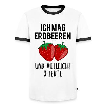 Erdbeere Lustiger Spruch Sommer Frucht Obst - Männer Kontrast-T-Shirt - Weiß/Schwarz - Vorne - AI Model Female 172 light (172cm) & AI Model Male 178 dark (178cm)