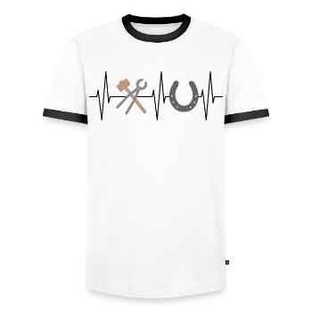 Farrier ECG Ligne Outil Fer à cheval Cadeau - T-shirt contrasté Homme - blanc/noir - Devant - AI Model Female 172 light (172cm) & AI Model Male 178 dark (178cm)