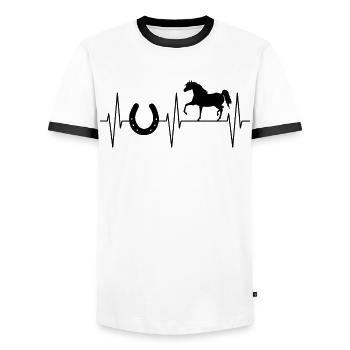 Farrier ECG Line Horse Horseshoe Gift - Men's Ringer Shirt - white/black - Front - AI Model Female 172 light (172cm) & AI Model Male 178 dark (178cm)