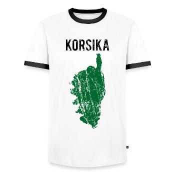 Korsika Insel Karte Frankreich Urlaub Geschenk - Männer Kontrast-T-Shirt - Weiß/Schwarz - Vorne - AI Model Female 172 light (172cm) & AI Model Male 178 dark (178cm)