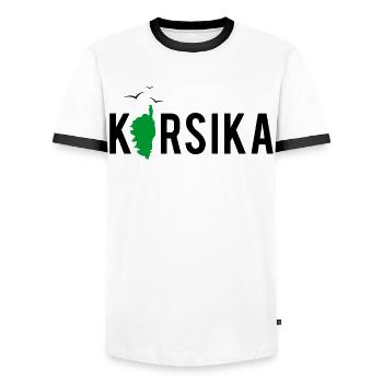 Korsika Insel Karte Frankreich Urlaub Geschenk - Männer Kontrast-T-Shirt - Weiß/Schwarz - Vorne - AI Model Female 172 light (172cm) & AI Model Male 178 dark (178cm)
