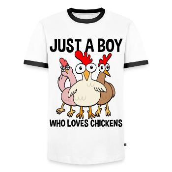Drôles de poulets Amateurs de poulet disant cadeau - T-shirt contrasté Homme - blanc/noir - Devant - AI Model Female 172 light (172cm) & AI Model Male 178 dark (178cm)