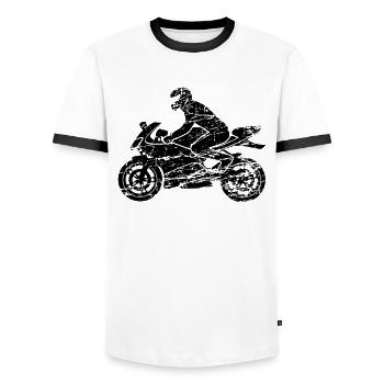 Motorcyclist With Motorcycle Helmet Motorcycle Gift - Men's Ringer Shirt - white/black - Front - AI Model Female 172 light (172cm) & AI Model Male 178 dark (178cm)