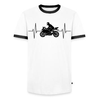 Motorcyclist heartbeat line motorcycle gift - Men's Ringer Shirt - white/black - Front - AI Model Female 172 light (172cm) & AI Model Male 178 dark (178cm)
