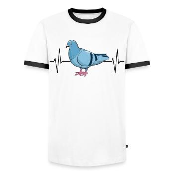 Pigeon heartbeat line pigeon fancier gift - T-shirt contrasté Homme - blanc/noir - Devant - AI Model Female 172 light (172cm) & AI Model Male 178 dark (178cm)