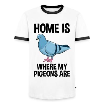 Pigeon Pigeon Lovers Quote Gift - Men's Ringer Shirt - white/black - Front - AI Model Female 172 light (172cm) & AI Model Male 178 dark (178cm)