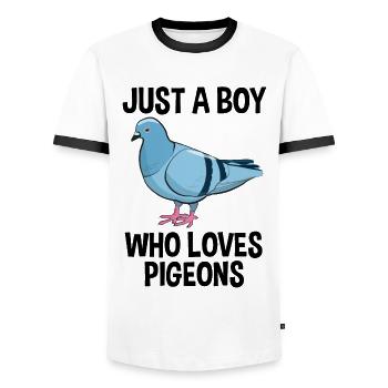 Pigeon Pigeon Lovers Saying Gift Boy - Men's Ringer Shirt - white/black - Front - AI Model Female 172 light (172cm) & AI Model Male 178 dark (178cm)