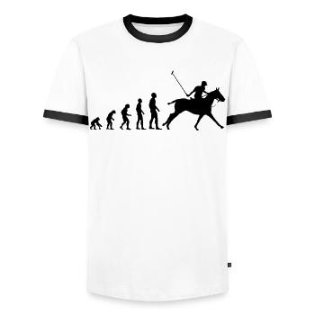 Polo Sport Reiter Evolution Reitsport Geschenk - Männer Kontrast-T-Shirt - Weiß/Schwarz - Vorne - AI Model Female 172 light (172cm) & AI Model Male 178 dark (178cm)