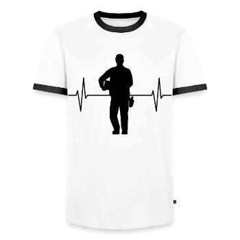 Postman ECG Line Courier Postman Gift - Men's Ringer Shirt - white/black - Front - AI Model Female 172 light (172cm) & AI Model Male 178 dark (178cm)