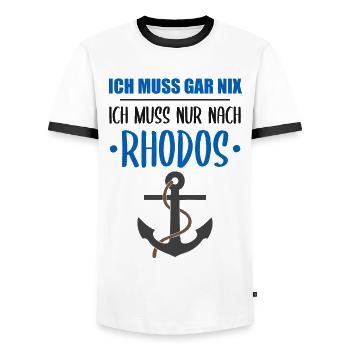 Rhodos Insel Lustiger Spruch Urlaub Geschenk - Männer Kontrast-T-Shirt - Weiß/Schwarz - Vorne - AI Model Female 172 light (172cm) & AI Model Male 178 dark (178cm)