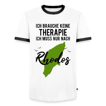 Rhodos Insel Lustiger Spruch Urlaub Geschenk - Männer Kontrast-T-Shirt - Weiß/Schwarz - Vorne - AI Model Female 172 light (172cm) & AI Model Male 178 dark (178cm)