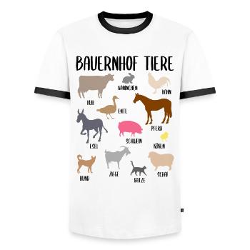 Bauernhof Tiere Farm Tiere Mit Namen Geschenk - Männer Kontrast-T-Shirt - Weiß/Schwarz - Vorne - AI Model Female 172 light (172cm) & AI Model Male 178 dark (178cm)