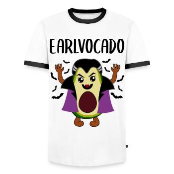 Avocado Vampire Funny Vegetable Fruit Gift - Men's Ringer Shirt - white/black - Front - AI Model Female 172 light (172cm) & AI Model Male 178 dark (178cm)