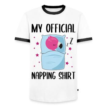 Ma chemise officielle Nap Flamingo - T-shirt contrasté Homme - blanc/noir - Devant - AI Model Female 172 light (172cm) & AI Model Male 178 dark (178cm)