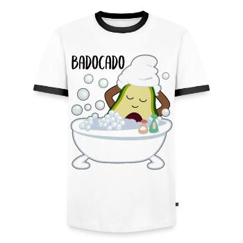 Avocado In Badewanne Lustiges Gemüse Obst Geschenk - Männer Kontrast-T-Shirt - Weiß/Schwarz - Vorne - AI Model Female 172 light (172cm) & AI Model Male 178 dark (178cm)
