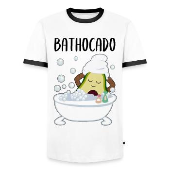 Avocado In Badewanne Lustiges Gemüse Obst Geschenk - Männer Kontrast-T-Shirt - Weiß/Schwarz - Vorne - AI Model Female 172 light (172cm) & AI Model Male 178 dark (178cm)