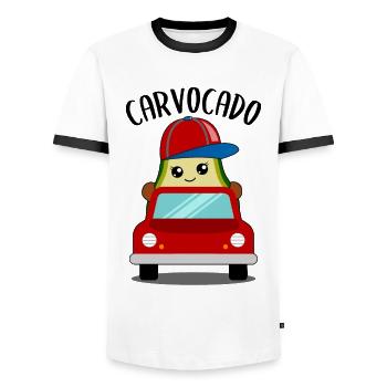 Avocado in Car Funny Vegetable Fruit Gift - Men's Ringer Shirt - white/black - Front - AI Model Female 172 light (172cm) & AI Model Male 178 dark (178cm)