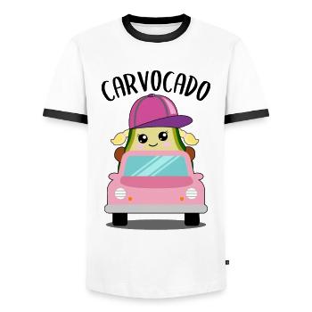 Avocado in Car Funny Vegetable Fruit Gift - Men's Ringer Shirt - white/black - Front - AI Model Female 172 light (172cm) & AI Model Male 178 dark (178cm)