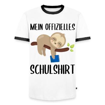 Faultier Schulshirt Schulbeginn Schule Geschenk - Männer Kontrast-T-Shirt - Weiß/Schwarz - Vorne - AI Model Female 172 light (172cm) & AI Model Male 178 dark (178cm)