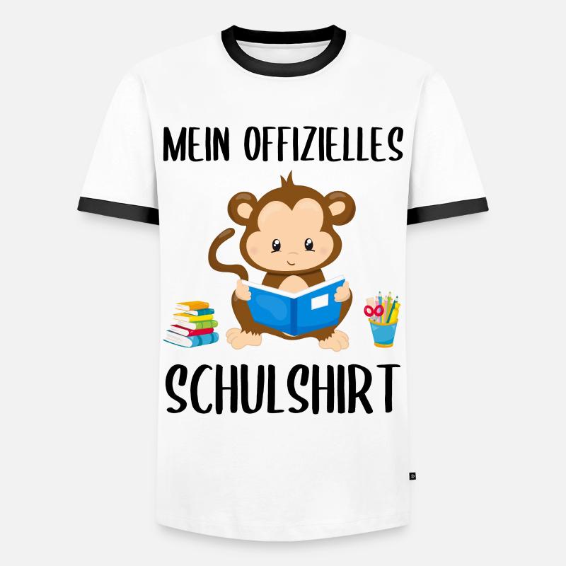Affe Schulshirt Schulbeginn Schule Geschenk - Männer Kontrast-T-Shirt - Weiß/Schwarz