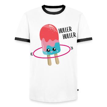 Kawaii Ice Cream with Hulahooping Gift - Men's Ringer Shirt - white/black - Front - AI Model Female 172 light (172cm) & AI Model Male 178 dark (178cm)