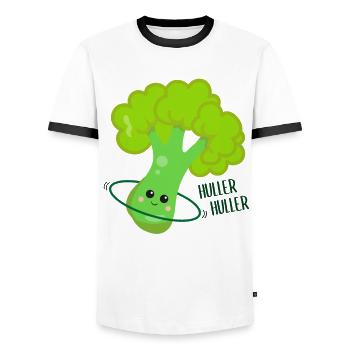 Kawaii Broccoli Hulahooping Gift - Men's Ringer Shirt - white/black - Front - AI Model Female 172 light (172cm) & AI Model Male 178 dark (178cm)