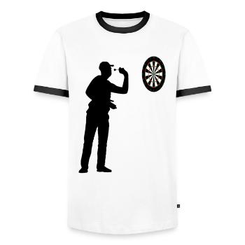 Darts Darts Player Darts Game Darts Fans Gift - Men's Ringer Shirt - white/black - Front - AI Model Female 172 light (172cm) & AI Model Male 178 dark (178cm)