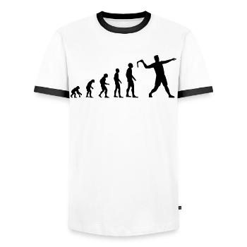 Bumerang Werfen Evolution Bumerang Werfer Geschenk - Männer Kontrast-T-Shirt - Weiß/Schwarz - Vorne - AI Model Female 172 light (172cm) & AI Model Male 178 dark (178cm)