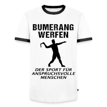 Bumerang Werfen Lustiger Spruch Geschenk - Männer Kontrast-T-Shirt - Weiß/Schwarz - Vorne - AI Model Female 172 light (172cm) & AI Model Male 178 dark (178cm)