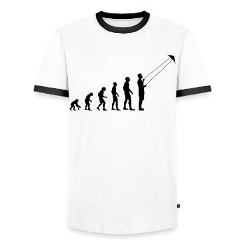 Hang Gliding Evolution Kite Flying Gift - Men's Ringer Shirt - white/black - Front - AI Model Female 172 light (172cm) & AI Model Male 178 dark (178cm)